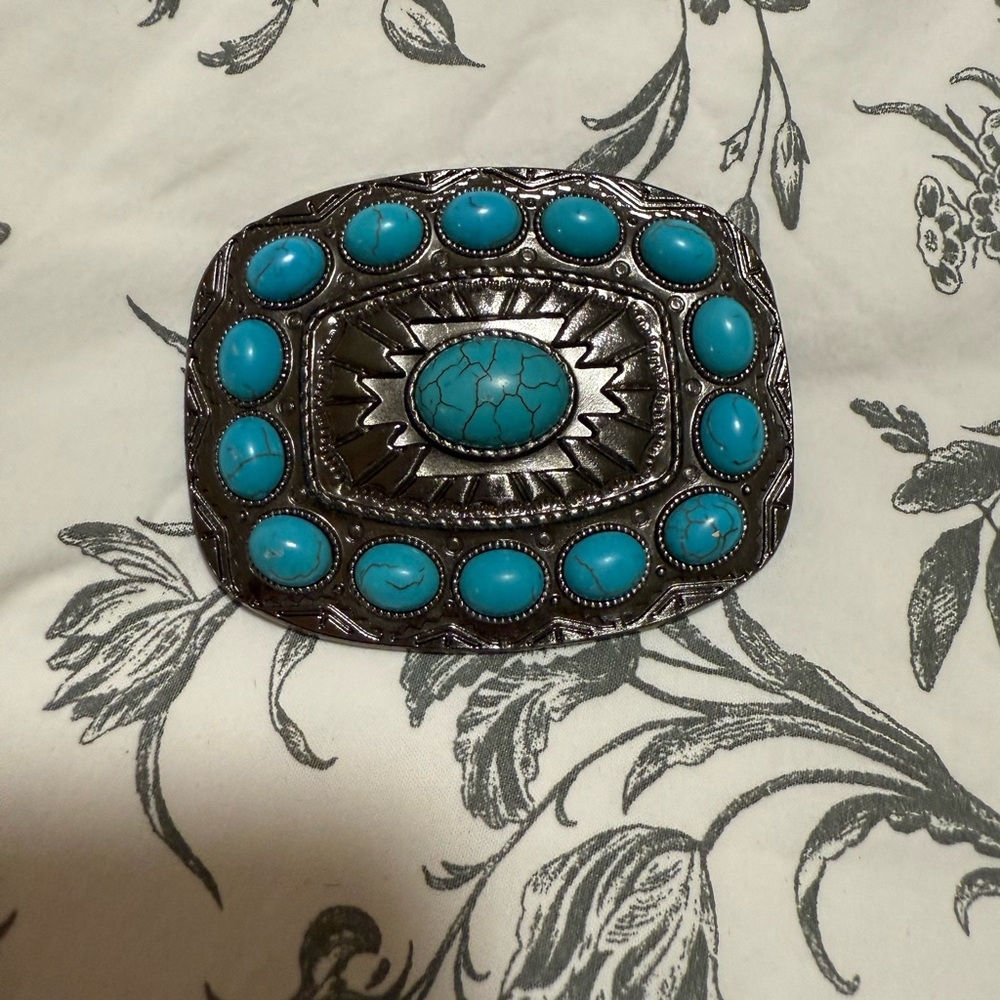 Turquoise and Silver Belt Buckle